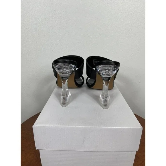 New Steven Brinne Lucite Strappy Sandal In Black Size 7